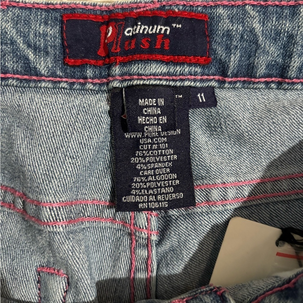 Platinum Plush Patch Pocket Cargo Jeans Orange Trim, Size: 11 - Picture 3 of 9